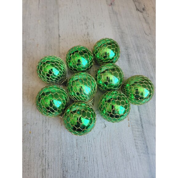 Green fish net ball ornament Xmas set unique decor mini - Picture 6 of 6